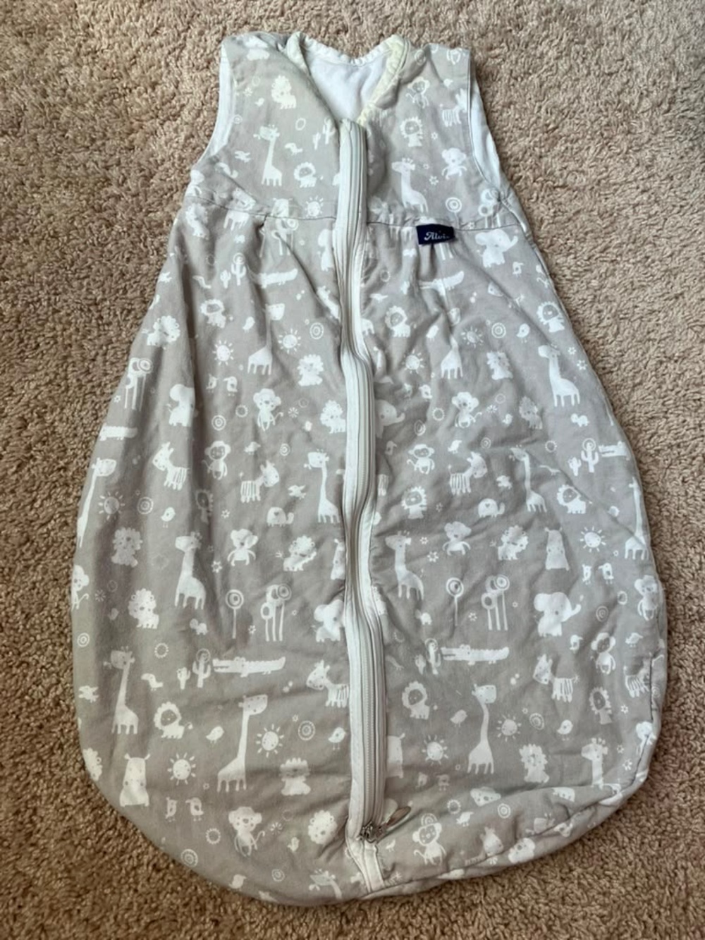 Alvi Summer Cotton Beige Animal Print Sleep Sack - Neutral Safari Design